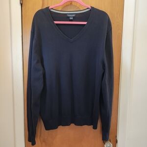 Lands' End Men's Dark Blue V-Neck Sweater